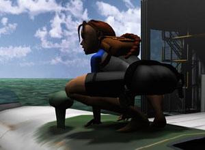 Lara Croft looks before she leaps!