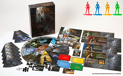 Tomb Raider Legends Board Game box contents arrayed on a white background