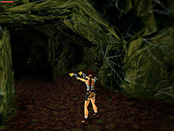 Using pistol fire to shed light in Tomb Raider 2